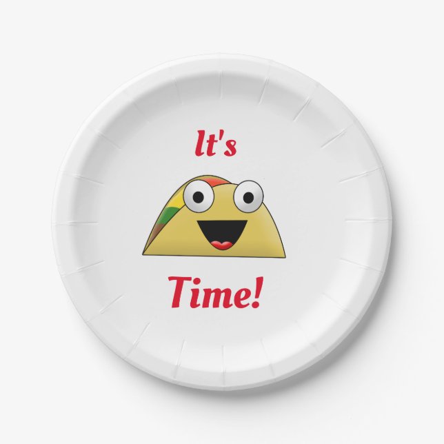 Cute Yummy Taco Time Fiesta Paper Plate (Front)
