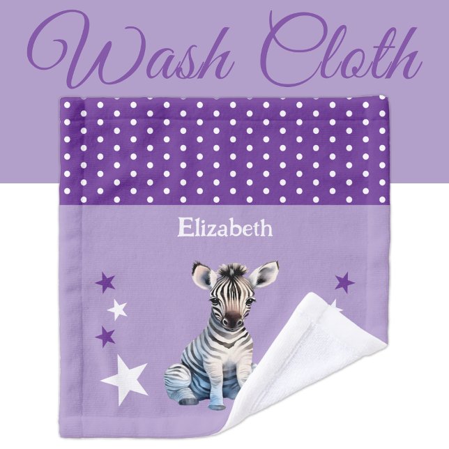 Cute zebra add name polka dots stars purple (Créateur téléchargé)