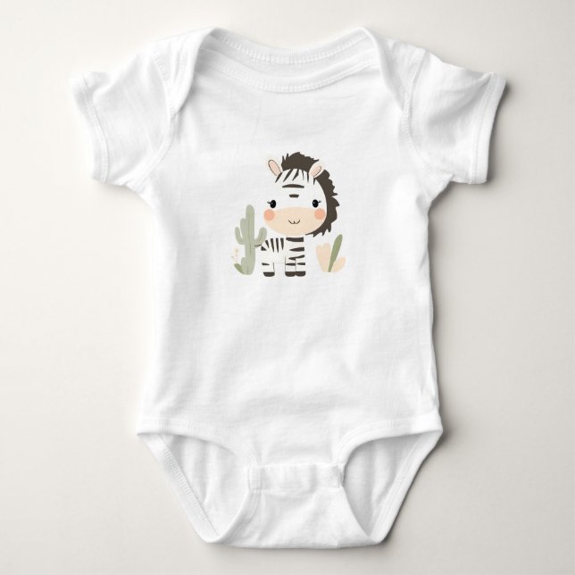 Cute Zebra Baby Jersey Bodysuit (Front)