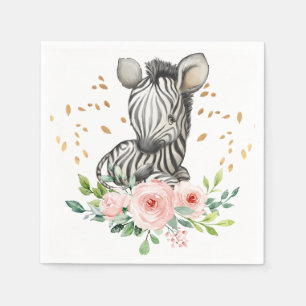 Cute Zebra Birthday Party Baby Shower Napkins