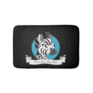 Cute zebra cartoon bath mat