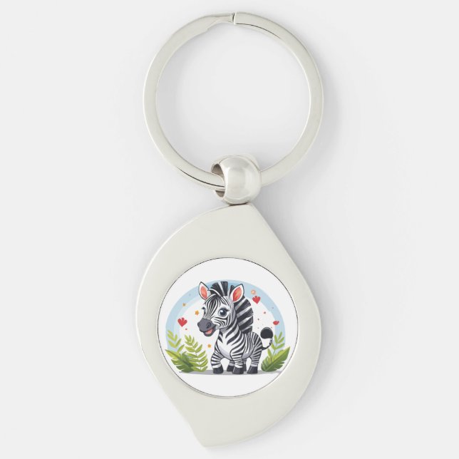 Cute zebra cartoon keychain (Front)
