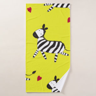 Cute Zebra cartoon seamless pattern background ill Bath Towel