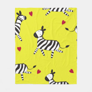 Cute Zebra cartoon seamless pattern background ill Fleece Blanket