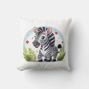 Cute zebra cartoon throw pillow