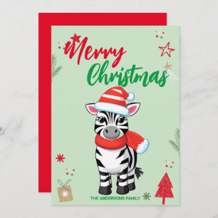 Cute Zebra Christmas tree Holiday Family name