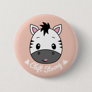Cute Zebra Cleft Lip and Palate Awareness Support 2 Inch Round Button