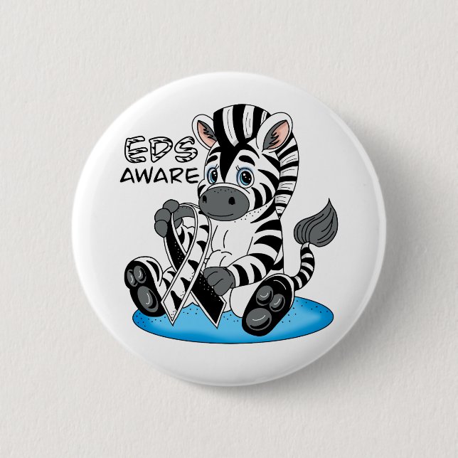  Cute Zebra EDS Awareness Ribbon 2 Inch Round Button (Front)