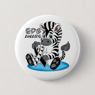 Cute Zebra EDS Awareness Ribbon 2 Inch Round Button