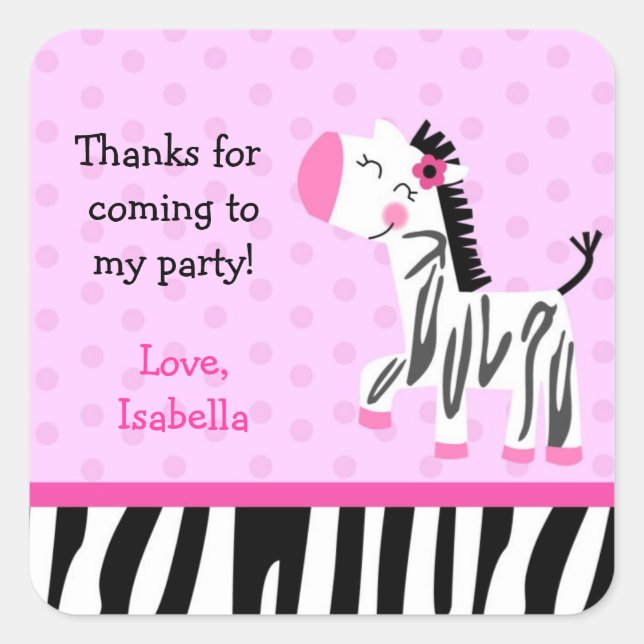Cute Zebra favour stickers (Front)