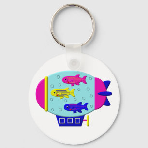 Cute Zebra Fish in a Zeppelin Keychain