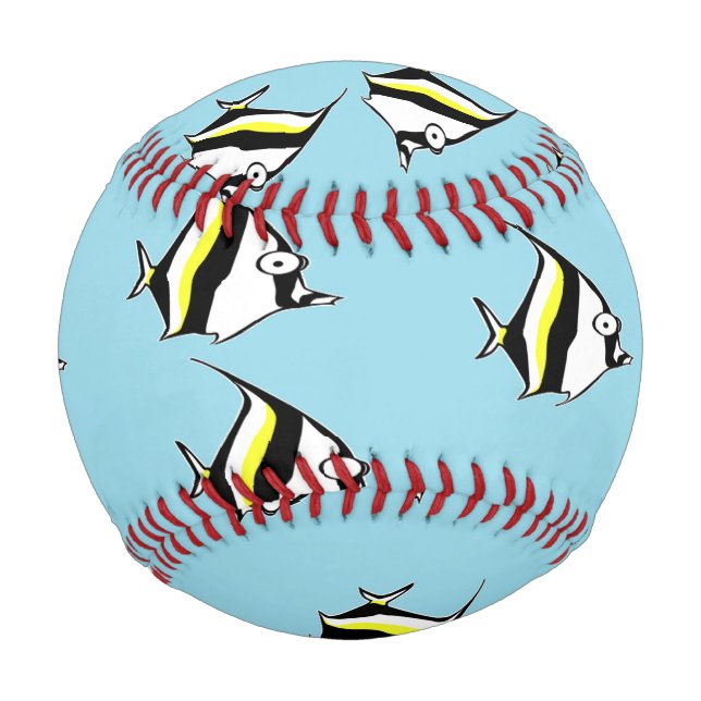 Cute zebra fishes blue pattern baseball (Front)