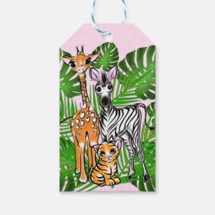 Cute zebra giraffe tiger jungle theme gift tags