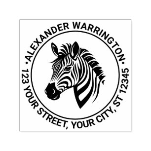Cute Zebra Head Name Return Address Self-inking Stamp