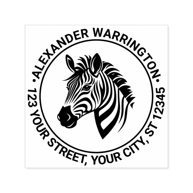 Cute Zebra Head Name Return Address Self-inking Stamp (Design)