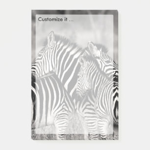 Cute Zebra Herd Nature Safari Black White Post-it Notes