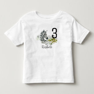 Cute Zebra In Watercolors Birthday Age Toddler T-shirt