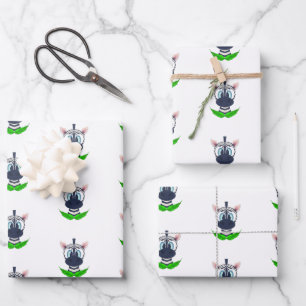 Cute Zebra Kids Birthday Safari Animal Pattern Wrapping Paper Sheet