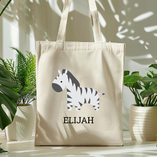 Cute Zebra Kids' Personalized Tote Bag