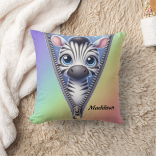 Cute Zebra Kids  Throw Pillow