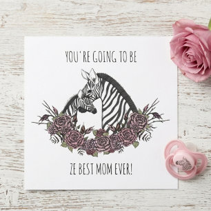 Cute Zebra Mom & Baby Congrats on Your Pregnancy Card