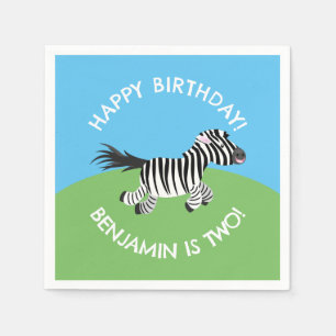 Cute zebra personalized cartoon birthday napkin