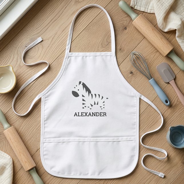 Cute Zebra Personalized Kids Apron (Creator Uploaded)