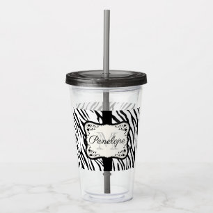 Cute Zebra Print Acrylic Tumbler