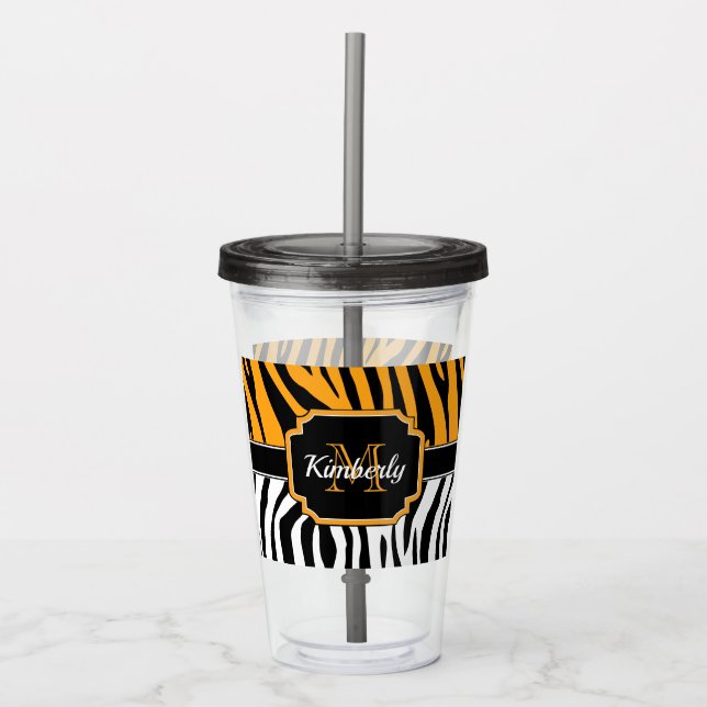 Cute Zebra Print Acrylic Tumbler (Front)