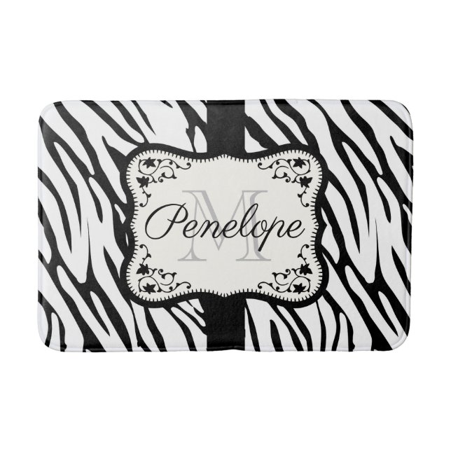 Cute Zebra Print Bath Mat (Front)