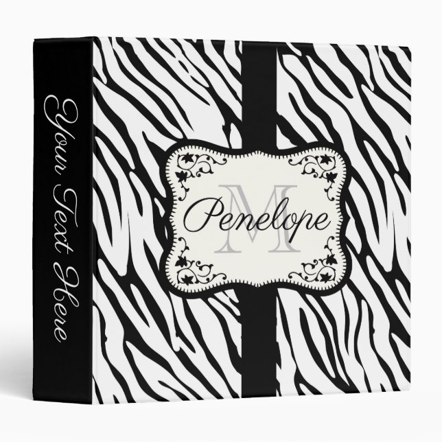 Cute Zebra Print Binder (Front/Spine)