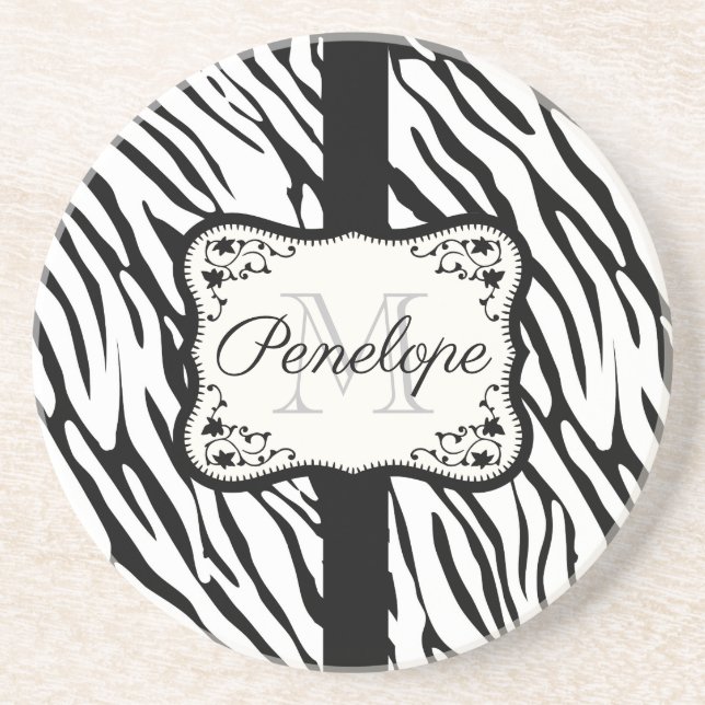 Cute Zebra Print Coaster (Front)