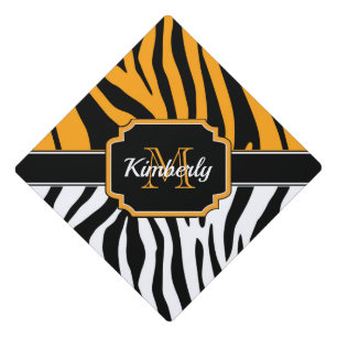 Cute Zebra Print Graduation Cap Topper
