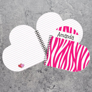 Cute Zebra Print Heart Shaped Notebook