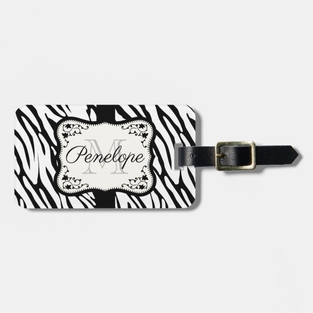 Cute Zebra Print Luggage Tag (Front Horizontal)