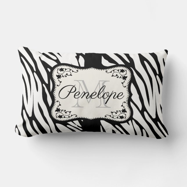 Cute Zebra Print Lumbar Pillow (Front)