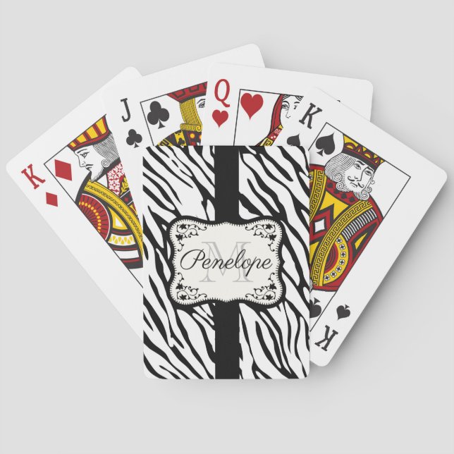 Cute Zebra Print Playing Cards (Back)