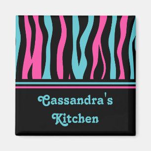 Cute zebra print punk in hot pink, black, and blue magnet