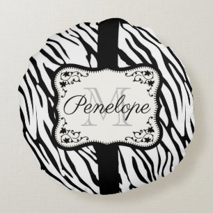 Cute Zebra Print Round Pillow