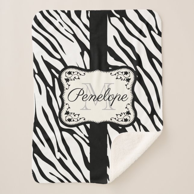 Cute Zebra Print Sherpa Blanket (Front)