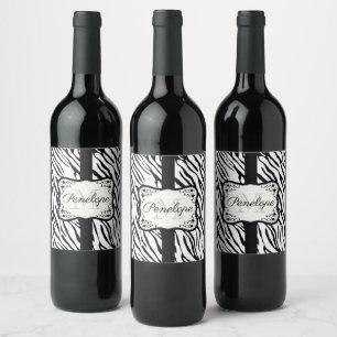 Cute Zebra Print Wine Label