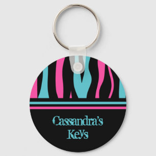 Cute zebra print with your name keychain