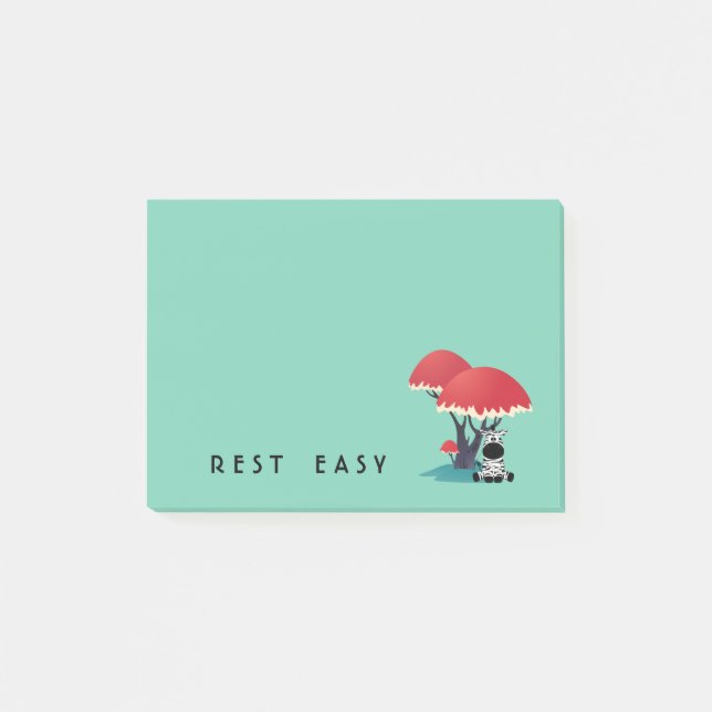 Cute Zebra Sitting Under an Umbrella Tree Post-it Notes (Front)