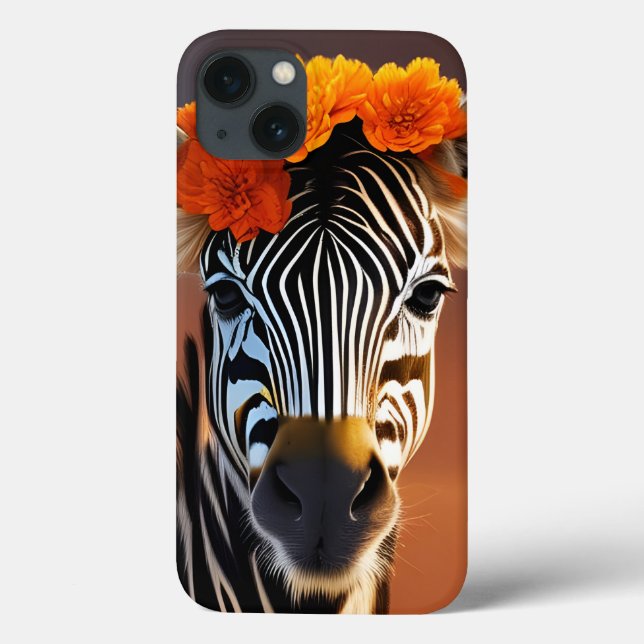 Cute Zebra wearing Orange Flowers  Case-Mate iPhone Case (Back)