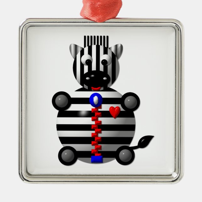 Cute zebra with a zipper metal ornament (Front)
