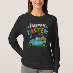 Cute Zebra With Bunny Ears Egg Hunting Truck Easte T-Shirt