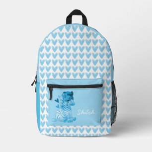 Cute Zebra with Hearts and Custom Name Printed Backpack