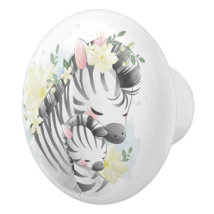 Cute Zebras Ceramic Knob