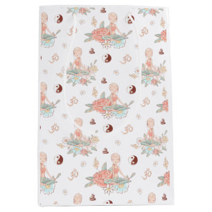 Cute Zen Yoga Meditation Lotus Namaste  Medium Gift Bag