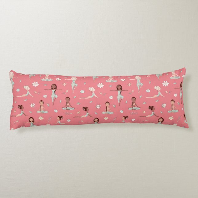 Cute Zen Yoga Meditation Pink Girly Namaste Body Pillow (Back)